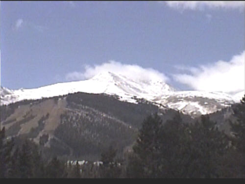 Breckenridge view -  After leaving the Air museum, we travelled on to meet up with family at a reunion in Breckenridge, Colorado. Up til now we had been used to 90 F weather, and were not quite prepared for what was to come.